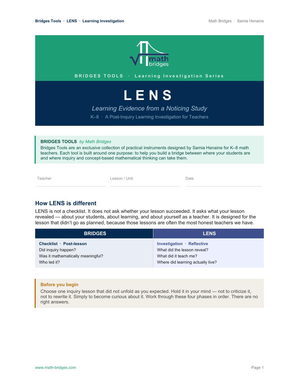 First page preview of LENS — Learning Evidence from a Noticing Study