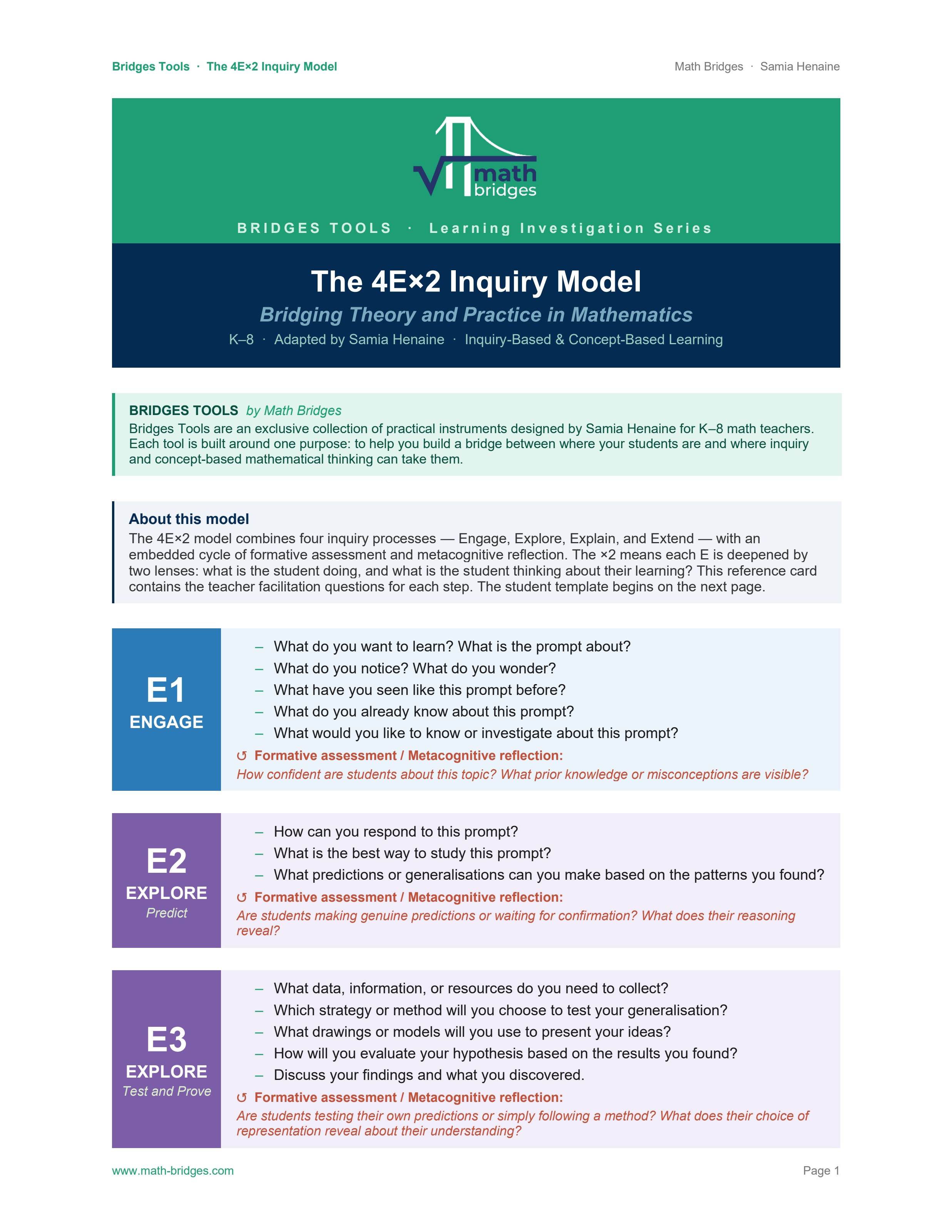 First page preview of The 4E×2 Inquiry Model